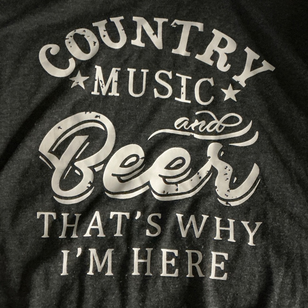 Country Music and Beer Graphic Tee - Dark Gray with White Print